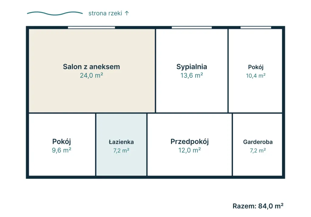 Rzut mieszkania M-46: 4 pokoje, 84,0 m²
